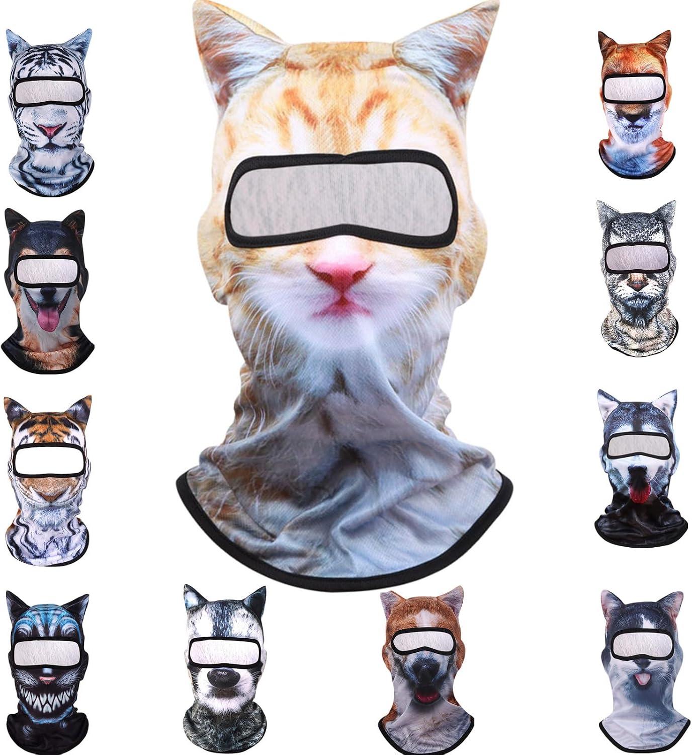 1pc 3D Animal Balaclava Full Face Mask with Ears,Cat Ski Mask