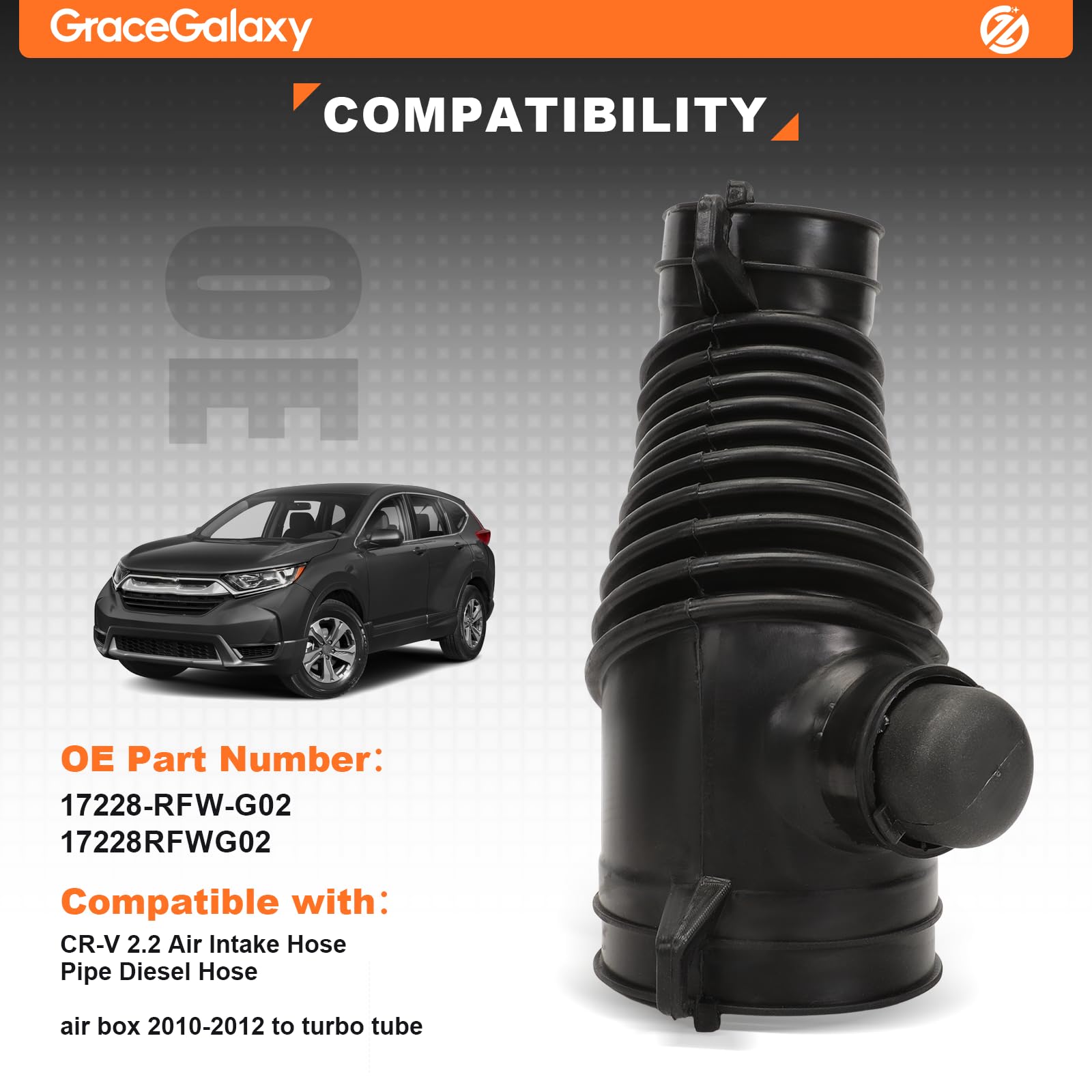 GraceGalaxy Tubo di aspirazione dell'aria per CR-V 2.2 Diesel 2010-2012 17228-RFW-G02 17228-RFW-G01, 17228RFWG01