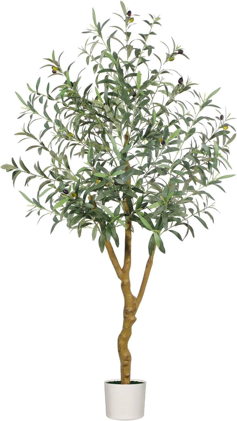 5FT Olive Trees Artificial Indoor - Realistic Artificial Olive Tree Indoor Large Full Fake Plants with Lifelike Fruits and Leaves for Modern Home Office Living Room Decor