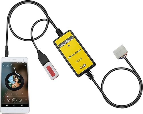 Yomikoo Adaptador de entrada USB y AUX de audio para automóvil para Toyota Yaris 1999-2005, Highlander 1998-2003, Corolla 1998-2002, Camry 1998-2004