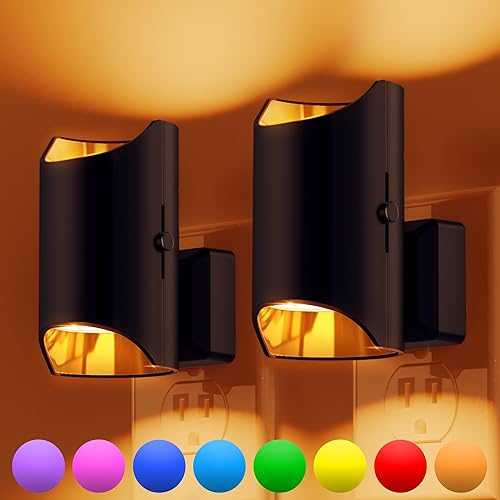 Miniatura 8 de L LOHAS LED Luces nocturnas enchufables a la pared, luz nocturna enchufable con sensor de atardecer a amanecer, luz nocturna que cambia de color