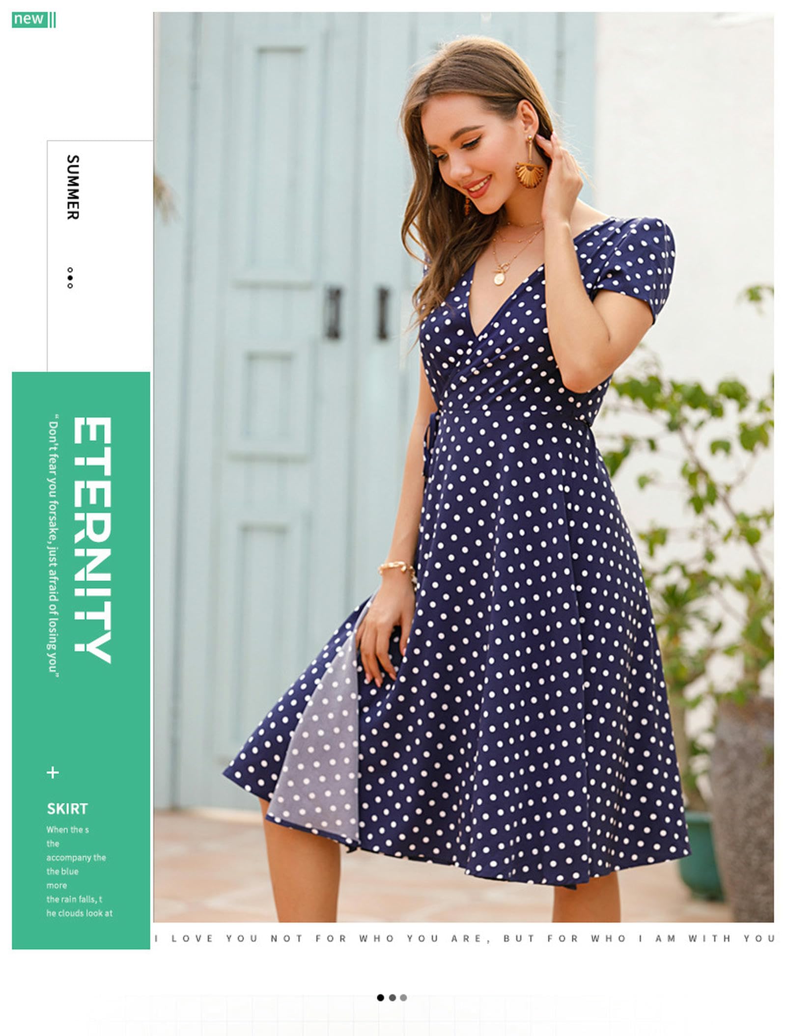 Vestidos Mujer Vestido de Primavera para Mujer Manga Corta Cruz Wrap Casual Midi Sol Vestidos YYEFNMAZ