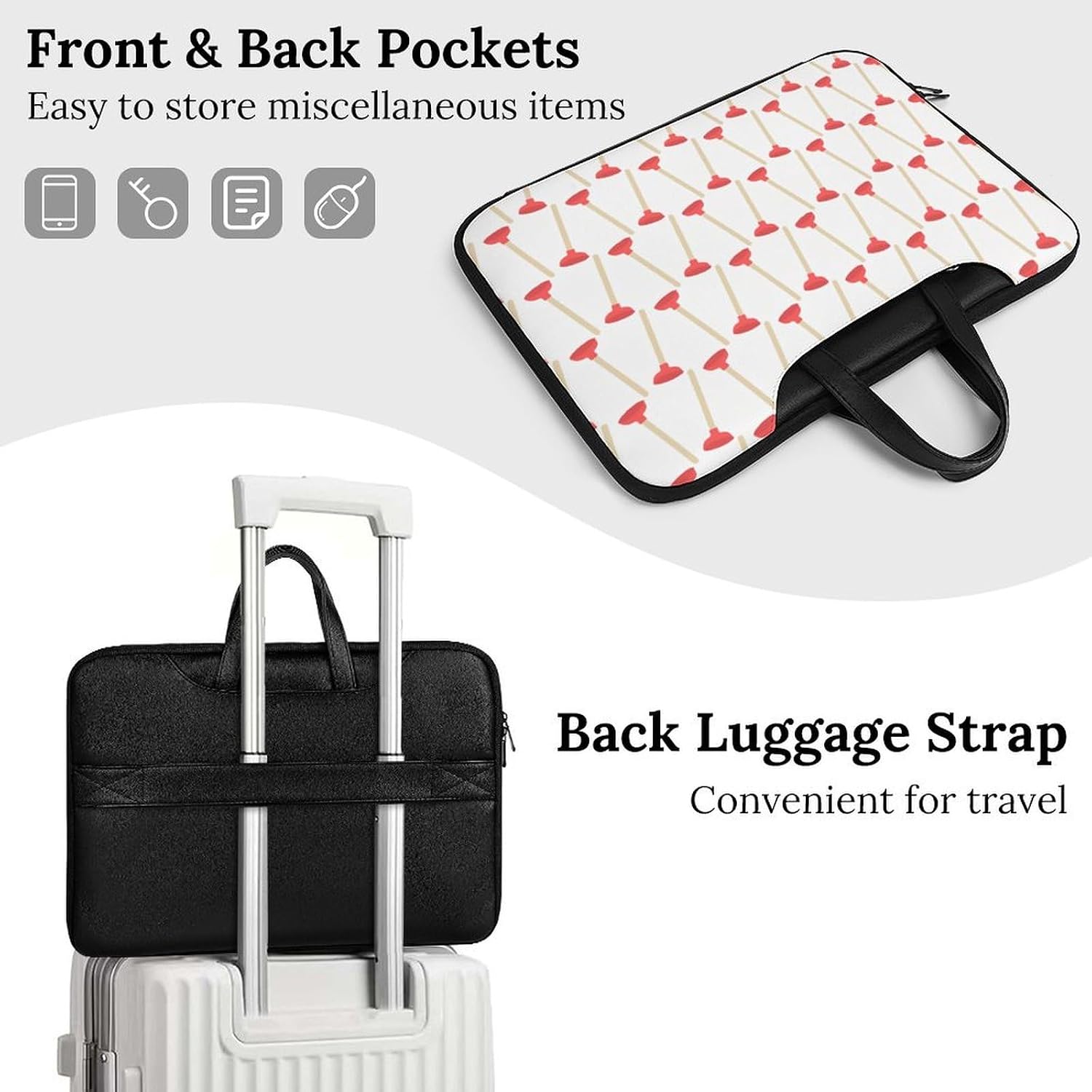 Toilet Plunger Portable Leather Laptop Bag Black-Toilet Plunger 42x30.5cm