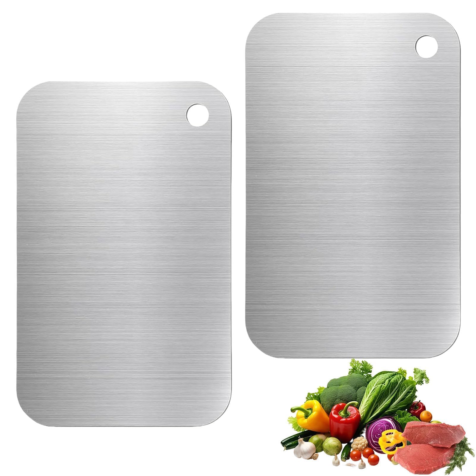 3 Pièces Planche à Découper en Titane, 304 Double Face Planche a Découper En Acier Inoxydabl BPA-frei de Alimentaire, Cutting Board pour Viande Fromage Légumes Fruit (29x20cm 34x23cm 39x28cm 3 Pièces Planche à Découper en Titane, 304 Double Face Planche a Découper En Acier Inoxydabl BPA-frei de Alimentaire, Cutting Board pour Viande Fromage Légumes Fruit (29x20cm 34x23cm 39x28cm