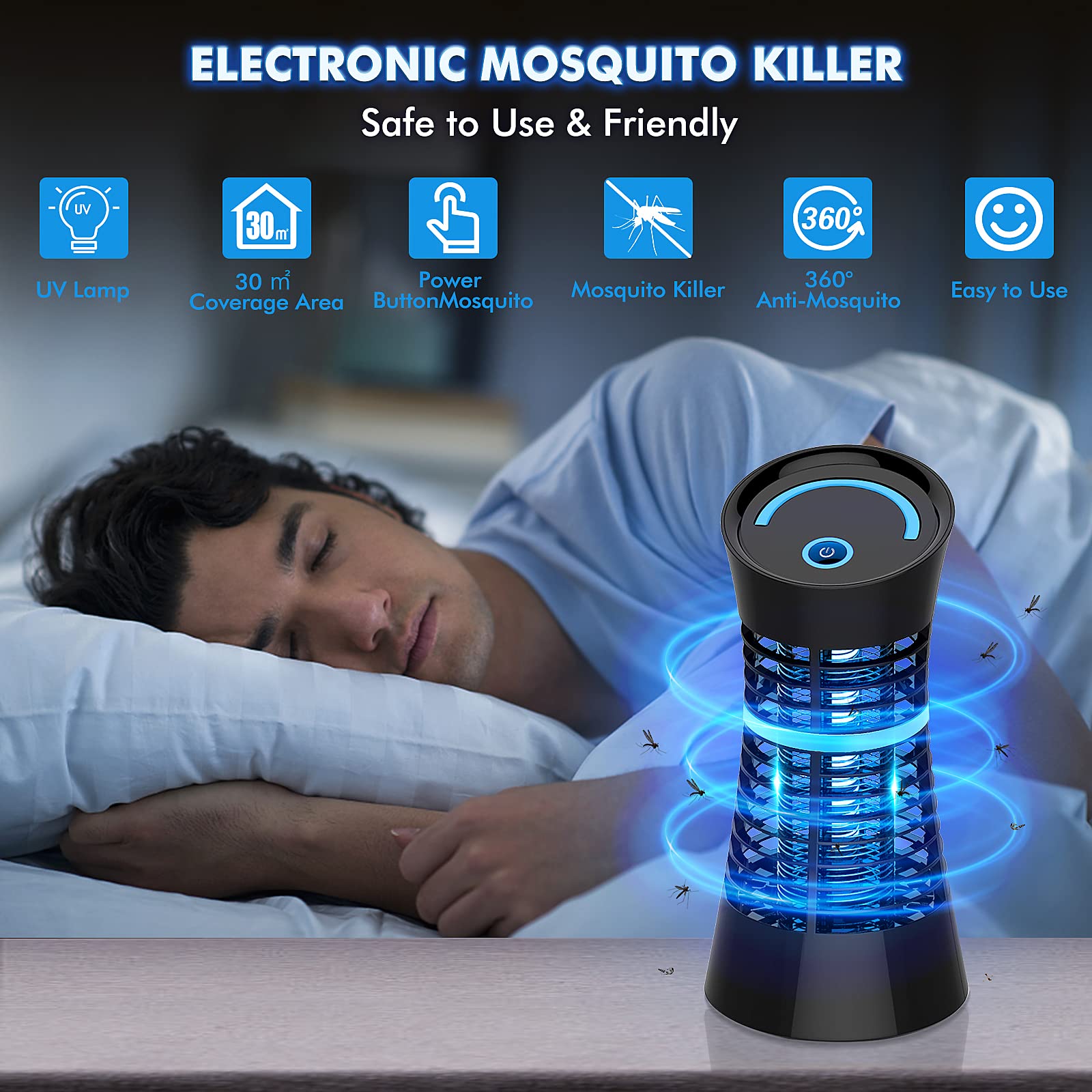 Lampe Anti Moustique Électrique - Tue Mouche 4W UV, Appareil Anti Moucherons, Mites, Insecte pour Intérieur (Maison, Cuisine, Chambre), Extérieur, Terrasse
