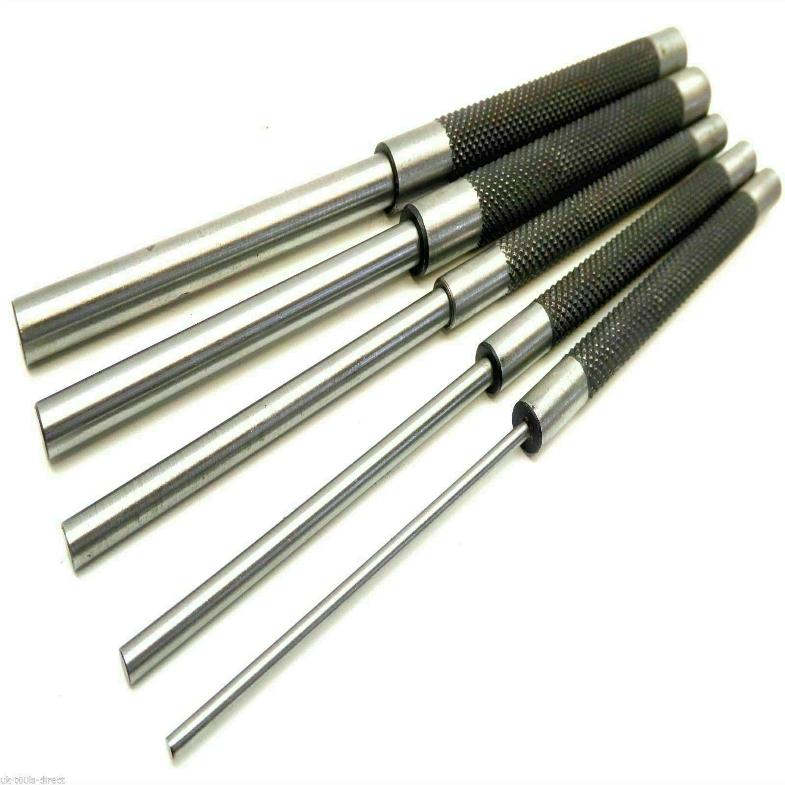 Long Steel 8" Parallel Pin Punch Set Flat Centre 3MM - 9MM Roll Nail Heavy Duty (5 Piece Set)