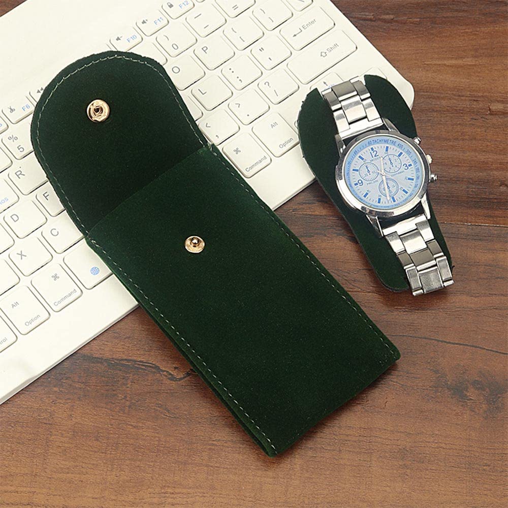 CHmiss 2 pièces Flanelle Tissu Montre Sac, Pochettes de Rangement pour Montres, Montre de Voyage Pochette tissu en flanelle, adapté aux voyages en plein air, pour ranger les montres