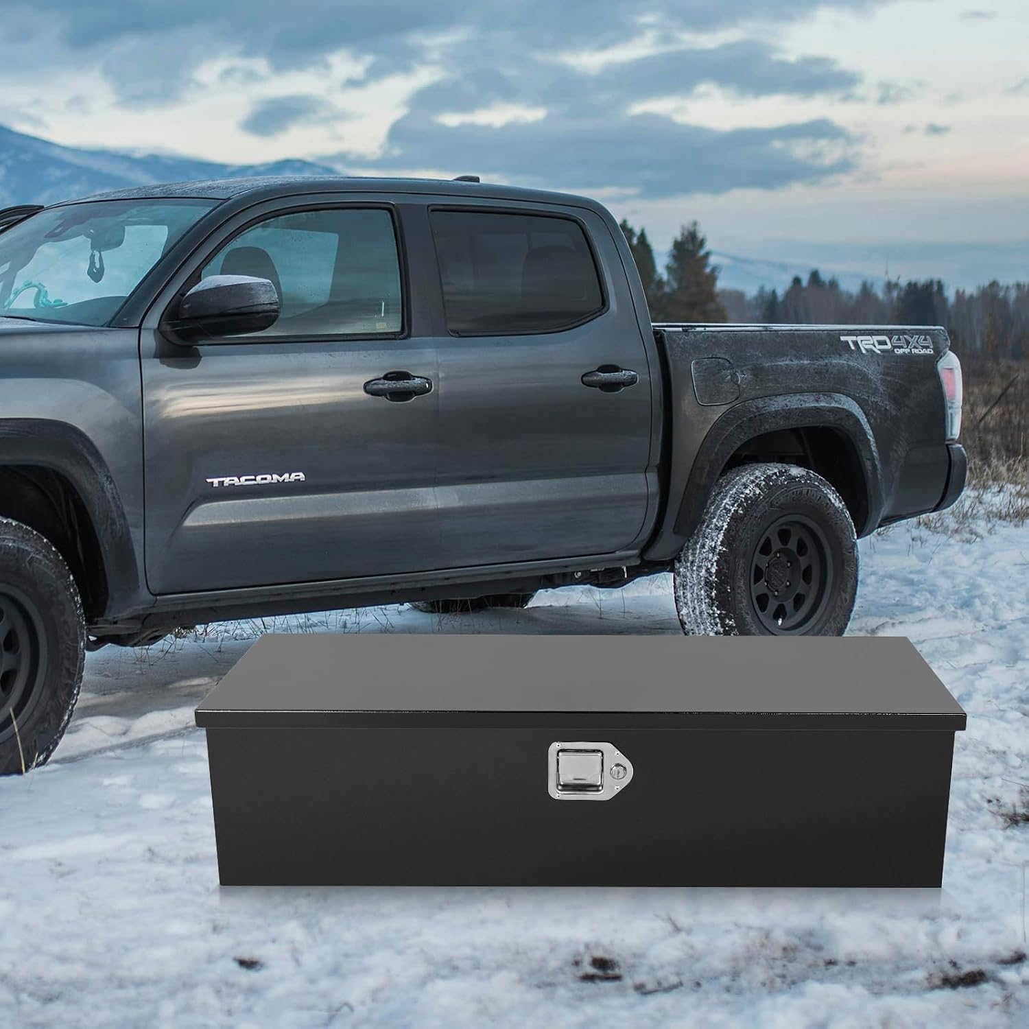 Truck Tool Box Steel Storage Box,39 x 13 x 10 Tool Chest Organizer w/Lock and Keys For Pickup,Truck Bed, RV, Trailer,Heavy Duty Waterproof Black Chest Toolbox