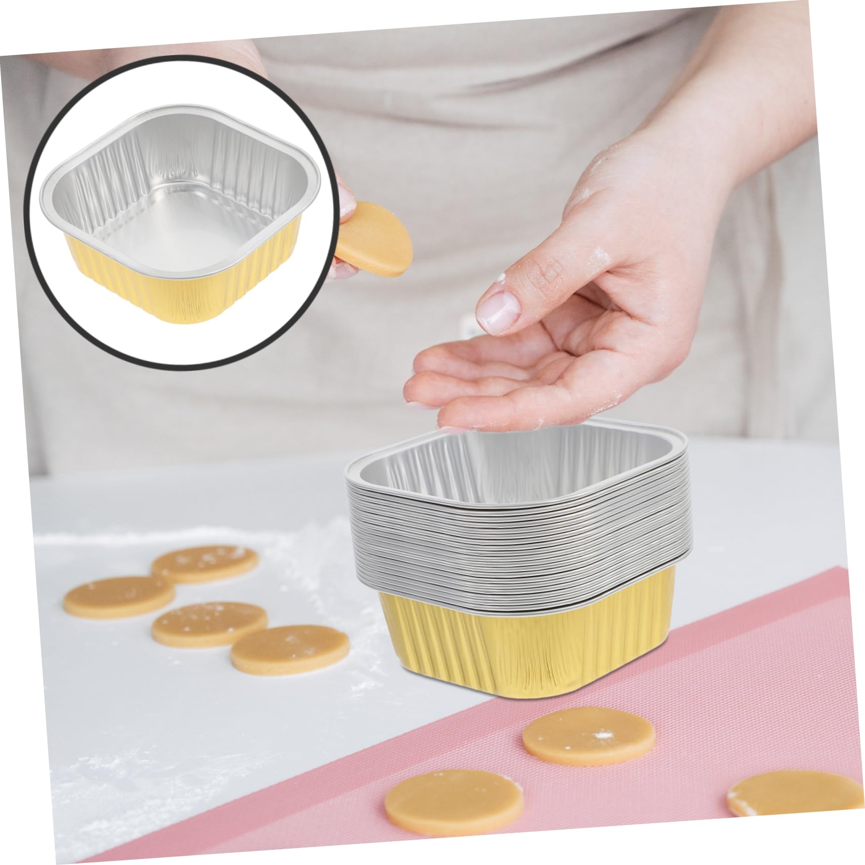 Barquettes Alimentaires 300ml Jaune en Aluminium Lot de 20 Résistantes à Haute Température Barquettes Jetables Carrées Élégantes pour Cuisson et Buffet