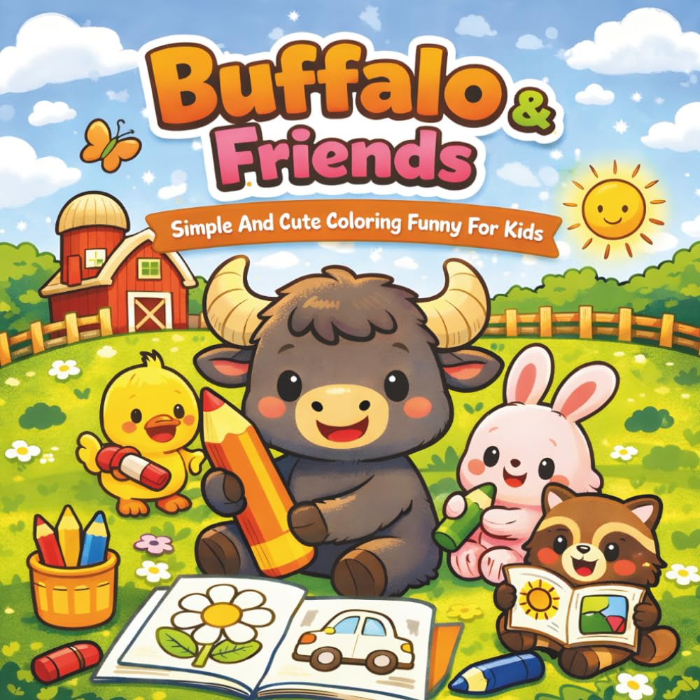 Daily Life Buffalo & Friends: Simple And Cute Coloring Funny For Kids