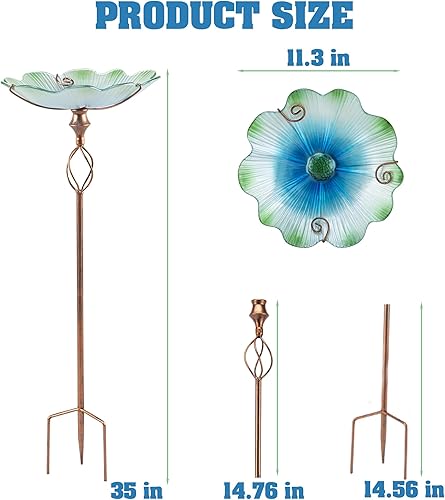 Miniatura 3 de Baño para pájaros para exteriores, baño de pájaros de cristal, baño para pájaros pequeños para el jardín, bañeras para pájaros para el jardín,
