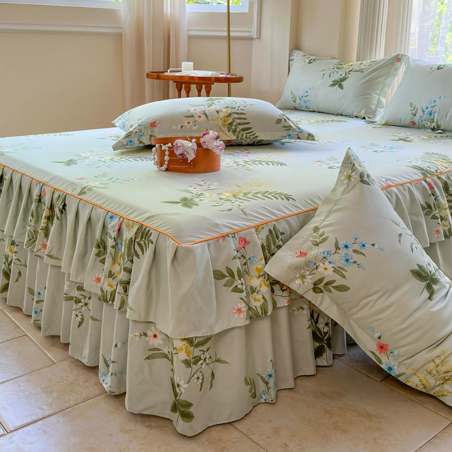 Fzigenle ベッドスカート ベットスカート 150*200 敷きシーツ ベッド シングル セミダブル カラーb01 ダブル ベ