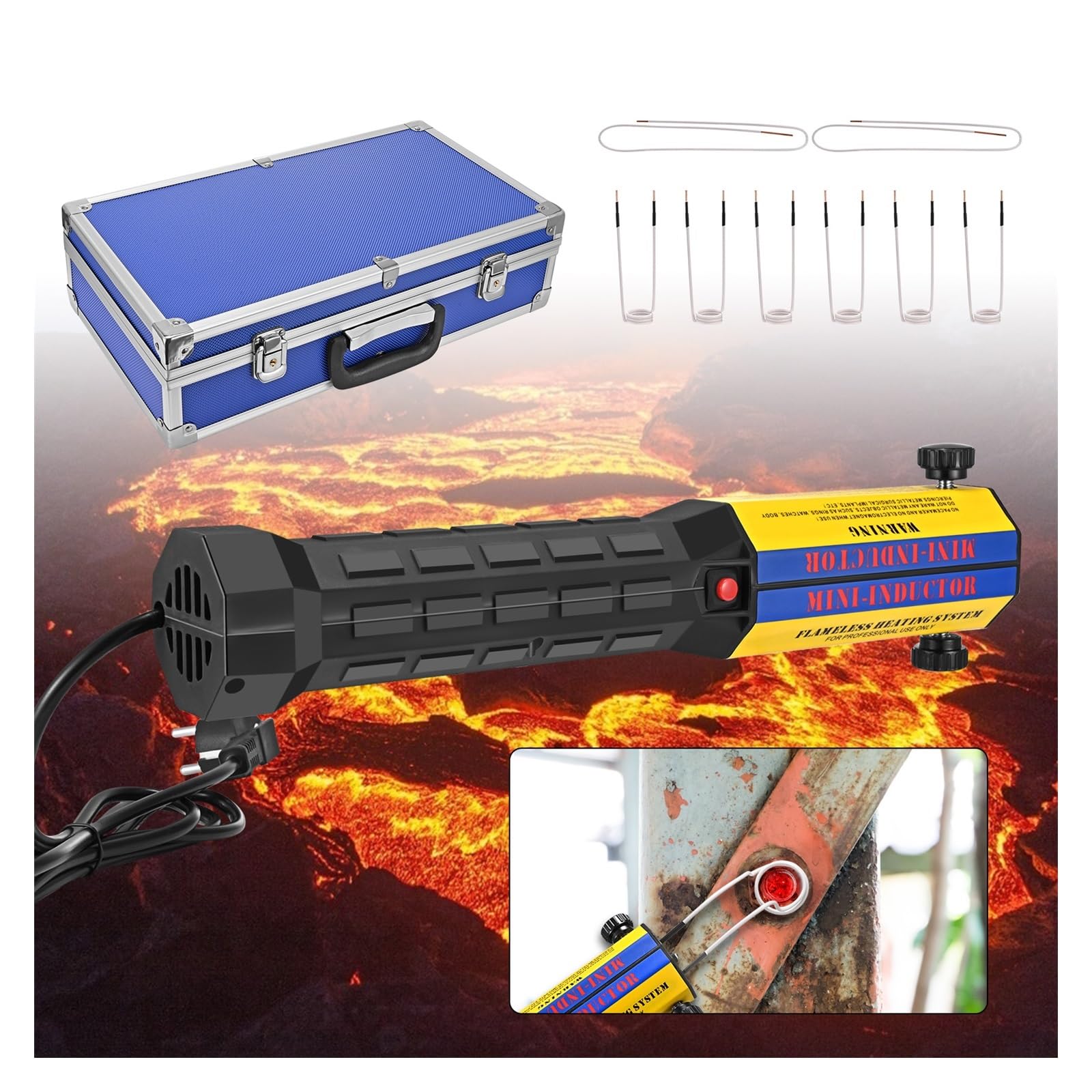 Piec nagrzewnicy indukcyjnej 1000 W bezpłomieniowa elektromagnetyczna mini magnetyczna nagrzewnica indukcyjna z 8-częściowymi zestawami cewek do użytku automatycznego narzędzie do usuwania śrub