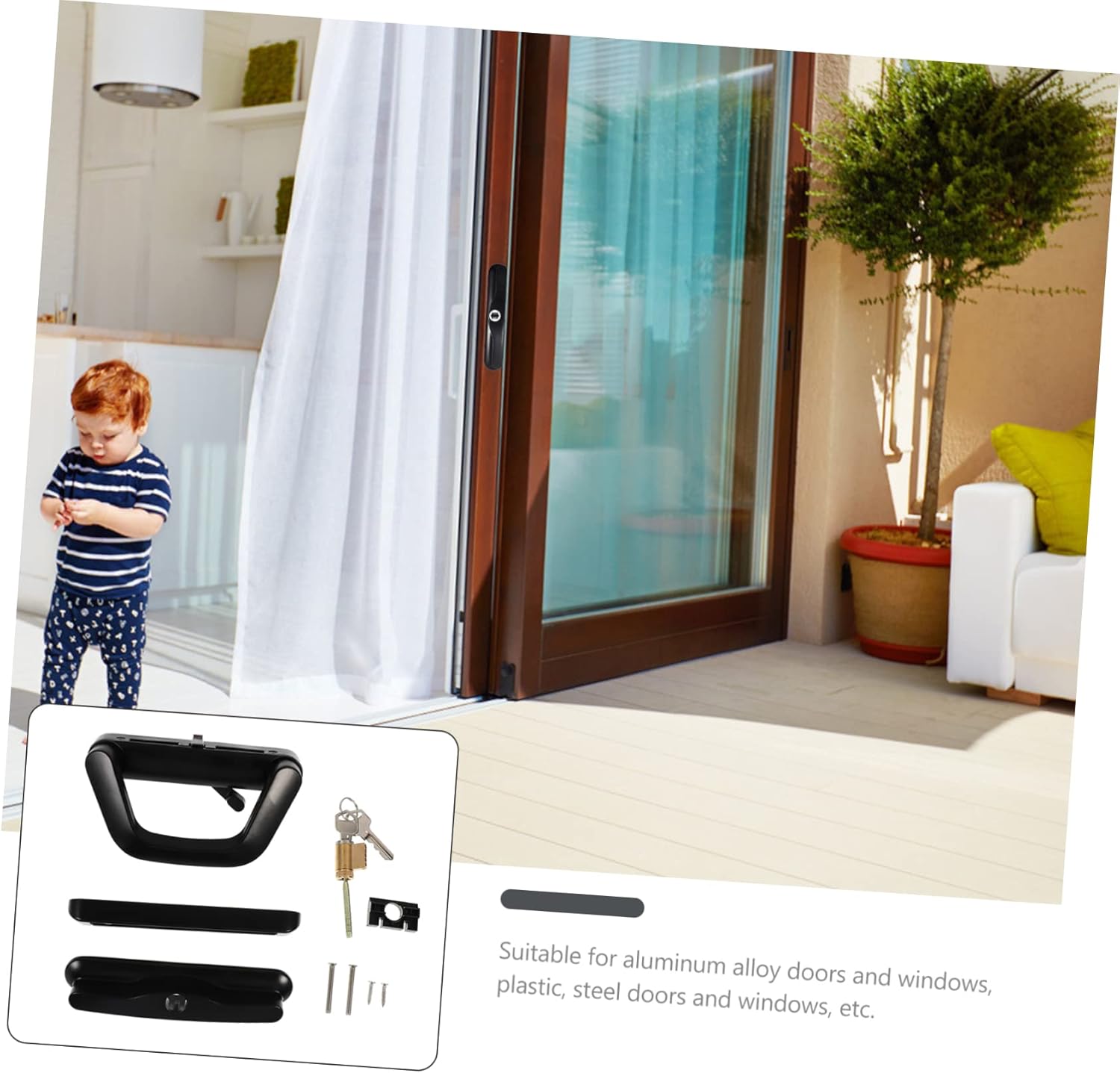 NUOBESTY 1Set Sliding Door Lock Zinc Alloy Glass Door Latch with Key Durable Single Side Door Lock for Kitchens Restaurants Bedrooms Easy Installation Use Practical Design