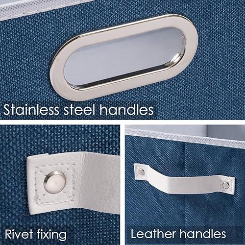 Miniatura 4 de PRANDOM Cestas de Almacenamiento Plegables Grandes para Armario Paquete de 3 Cubos de Contenedores de Almacenamiento de Tela Decorativa con Asas de