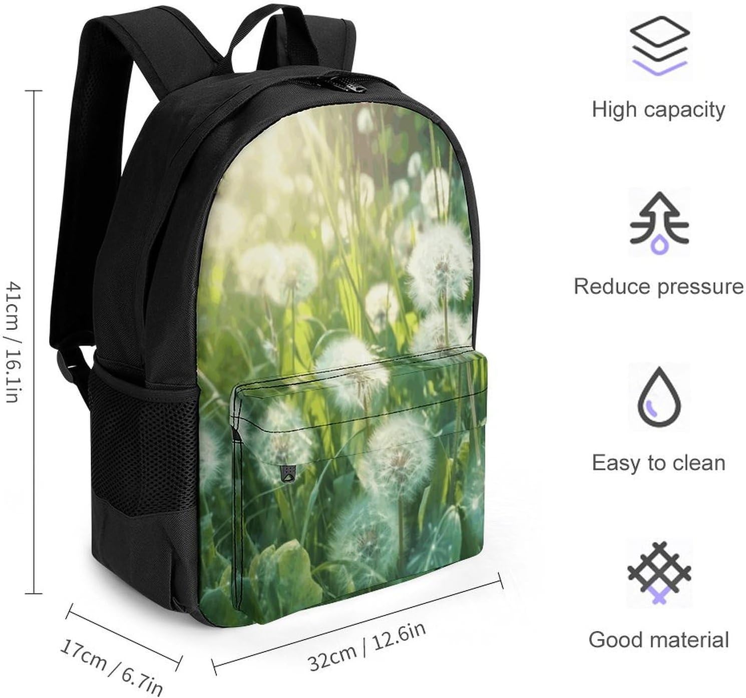Dandelions on The Grass Backpack Daypack Travel Backpack | Lightweight Casual Laptop Backpack for Women Men Aesthetic Travel Bag for Weekender Business Hiking Outdoor