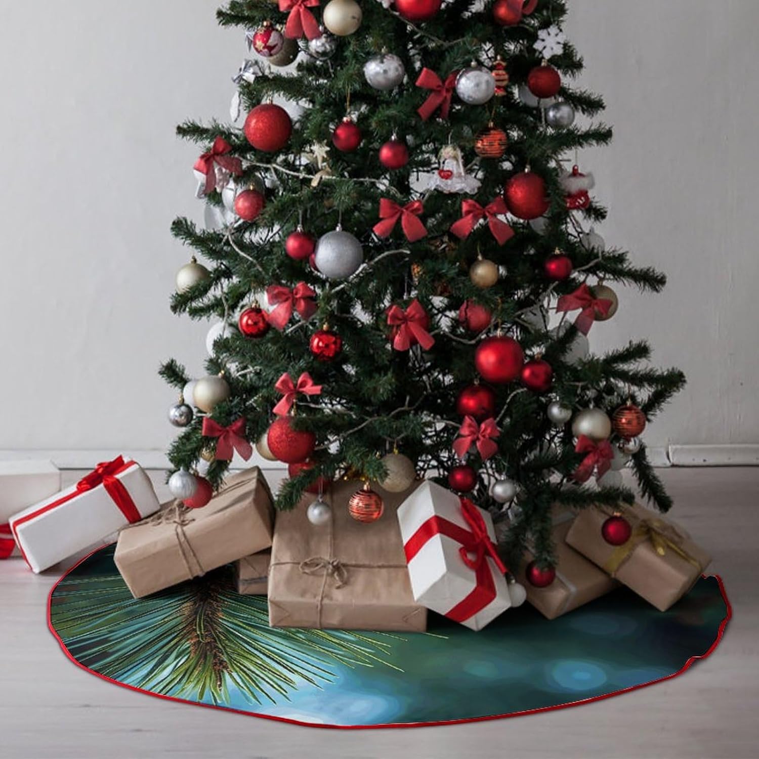 Christmas Tree SkirtPine Tree Green Needlesclassic Fashion Tree Skirt Painted Multifunctional Christmas Tree Skirt
