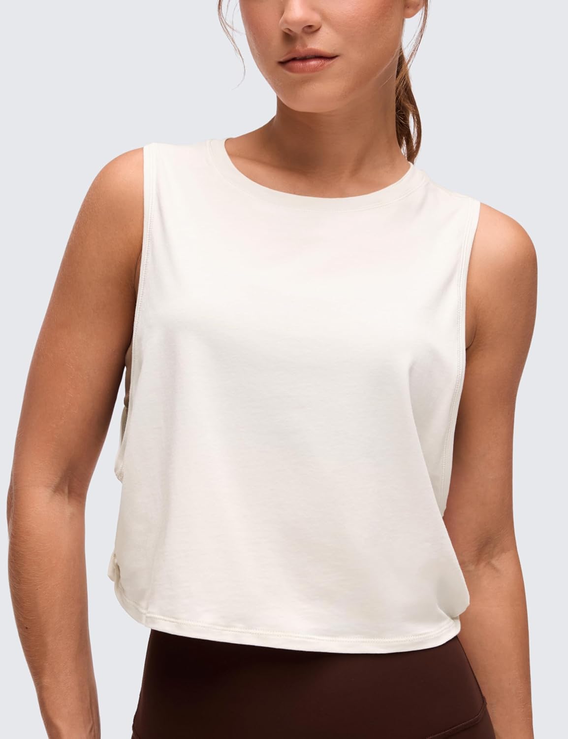 CRZ YOGA Pima Cotton Large Armhole Tank Tops for Women - Workout Sport Athletic Yoga Running Gym Loose Crop Sleeveless Shirts