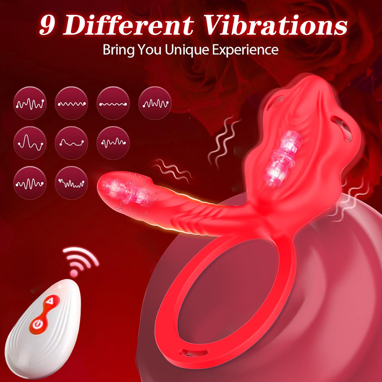 Juguetes Eróticos para Parejas, Anillo Vibrador Hombre y Mujer con Control Remoto, Estimulador Clítoris y Punto G, Bragas Vibradoras Discretas y Silencioso, 9 Modos Recargable USB