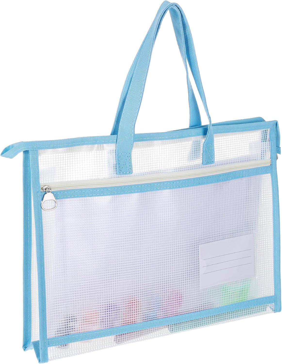 Needlepoint Project Bag 13x10 Inch Project Bags for Quilting Sewing Clear Mesh Art Bag with Zipper Handles Craft Storage Bags Sewing Supplies for Artwork Charts Knitting Stitching Crafter
