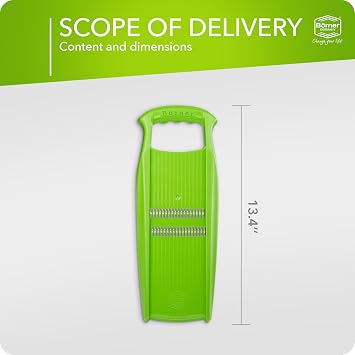 Borner Roko PowerLine Vegetable Slicer Julienne Cutter for Fruit and Vegetables Julienne Slicer for Fine Strips Fine Vegetable Grater Kitchen Slicer (Green)