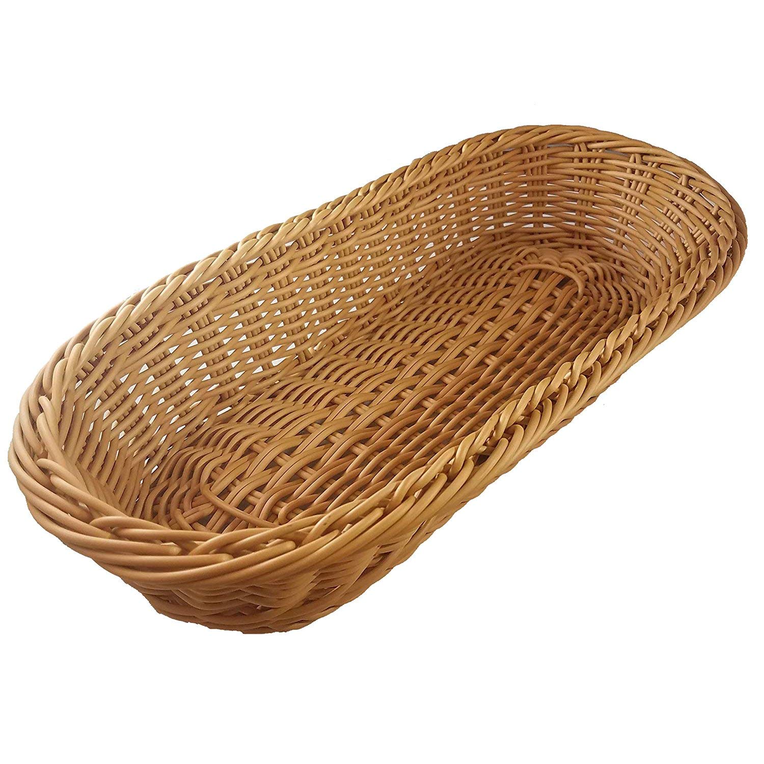 CTRLZS Oval Wicker Woven Basket Bread Basket Serving Basket, 14Inch Storage Basket for Food Fruit Cosmetic Storage Tabletop and Bathroom