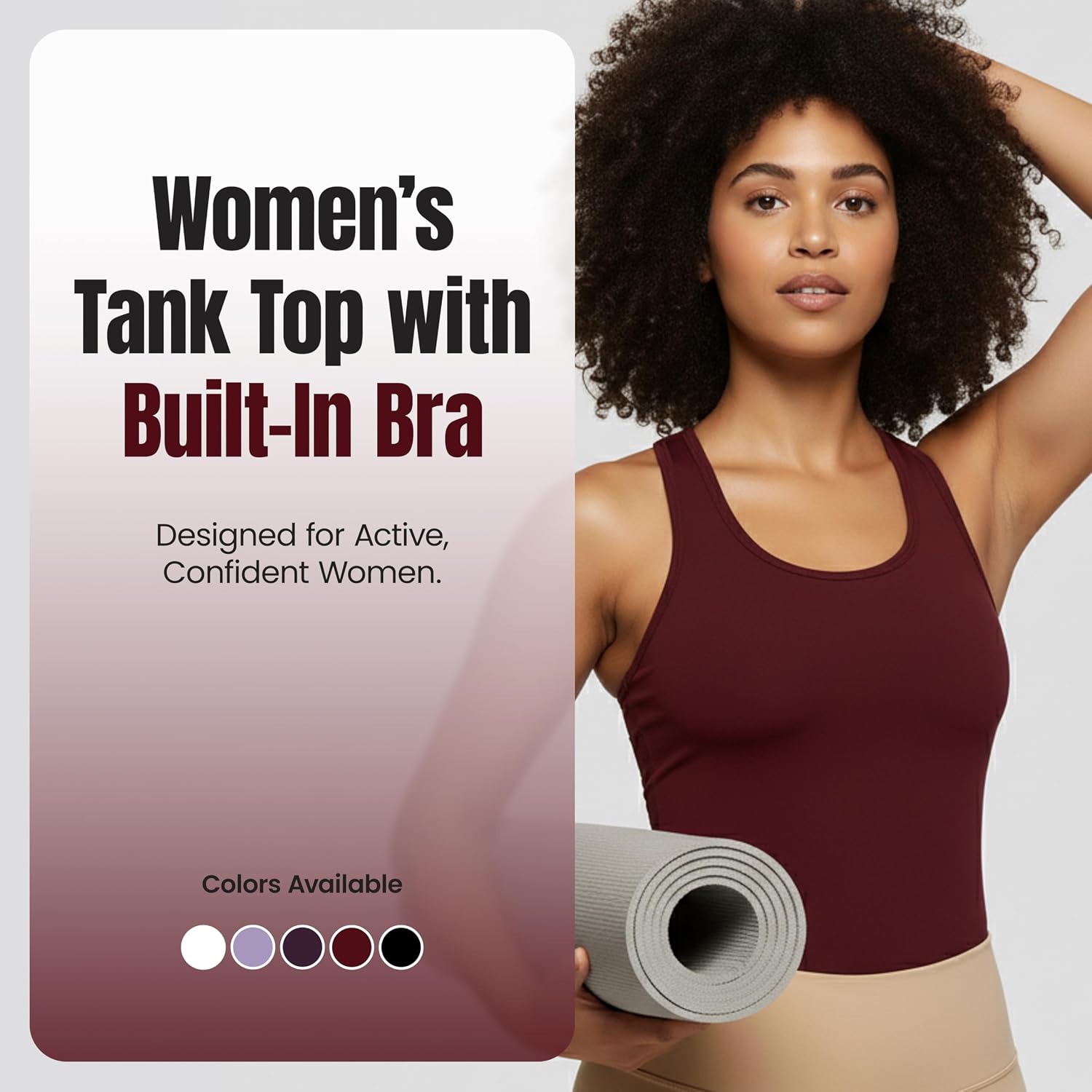 Workout Tank Tops for Women with Built-in Bra – Racerback, Scoop Neck, Moisture-Wicking Workout & Yoga Top