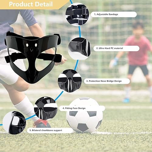 Miniatura 3 de Protector de nariz para deportes, nariz rota, máscara facial ajustable con ventilación prevista, acolchado de espuma para hombres y mujeres