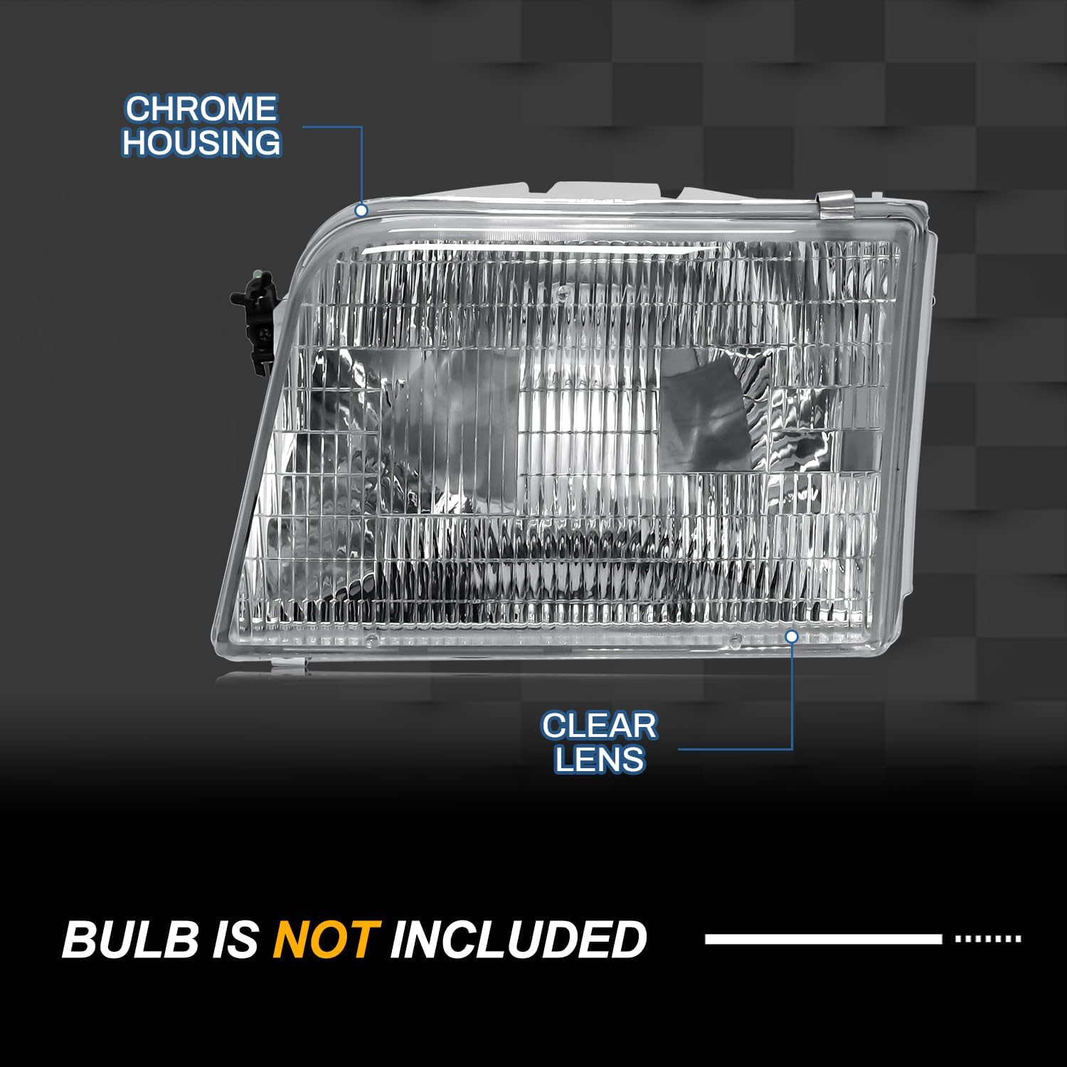 Headlight Assembly Compatible with Ford Ranger 1993-1997, OE-Style Halogen Headlamp Replacement for F37Z13008A, F37Z13008B, FO2503115, FO2502119, Driver and Passenger Side 2Pcs without Bulb