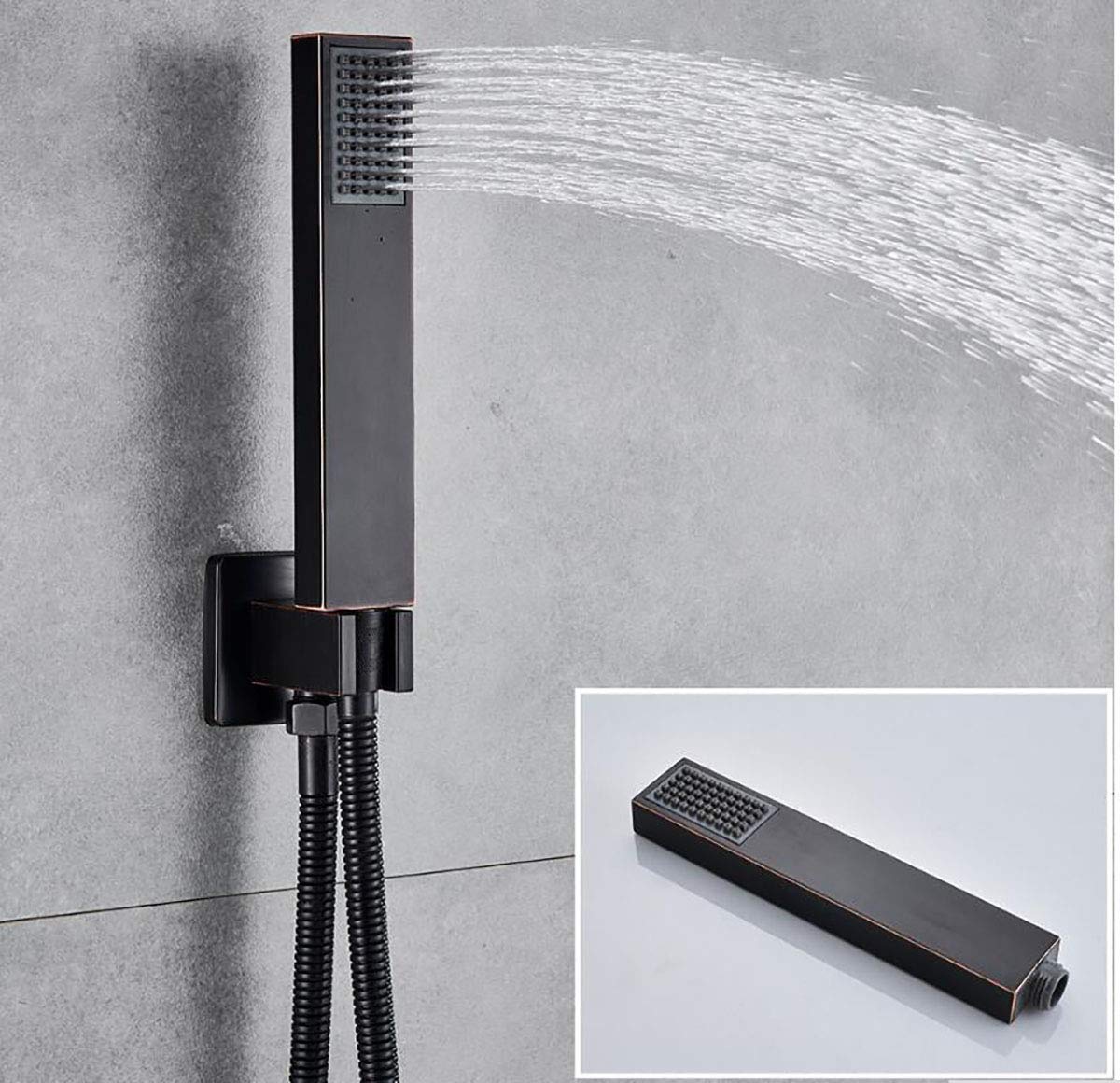 Rubinetti per Doccia a Scomparsa Neri Set 12 "Soffione Doccia a Pioggia in Ottone Miscelatore monocomando Doccia per Bagno