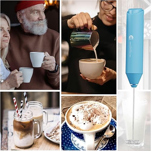 Miniatura 5 de New England Stories - Potente espumador de leche de mano, mini batidor de bebidas para café, capuchino, latte, matcha, chocolate caliente, sin