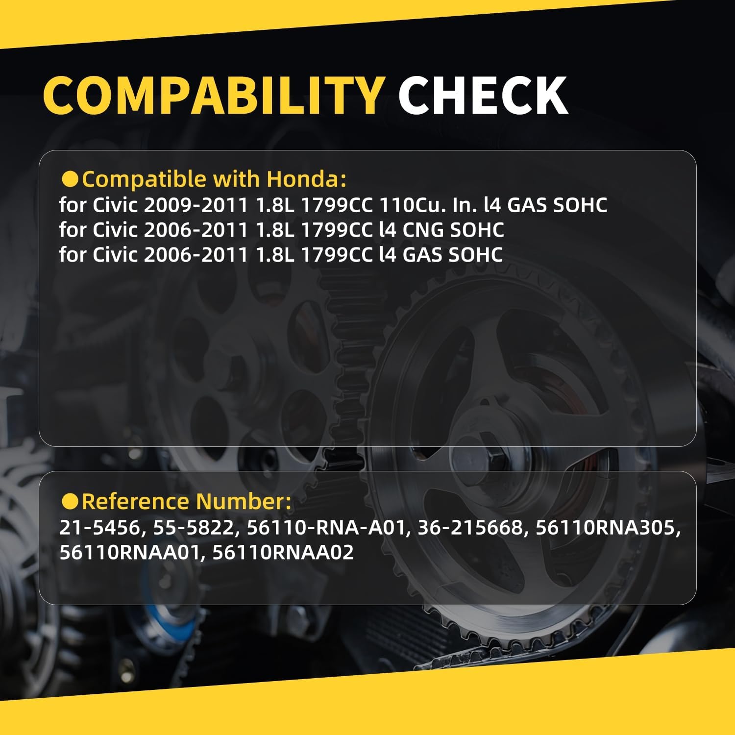 New Power Steering Pump Compatible with Honda Civic 2006 2007 2008 2009 2010 2011 1.8L 1799CC l4 CNG SOHC Replace # 21-5456, 55-5822, 56110-RNA-A01, 36-215668, 56110RNA305