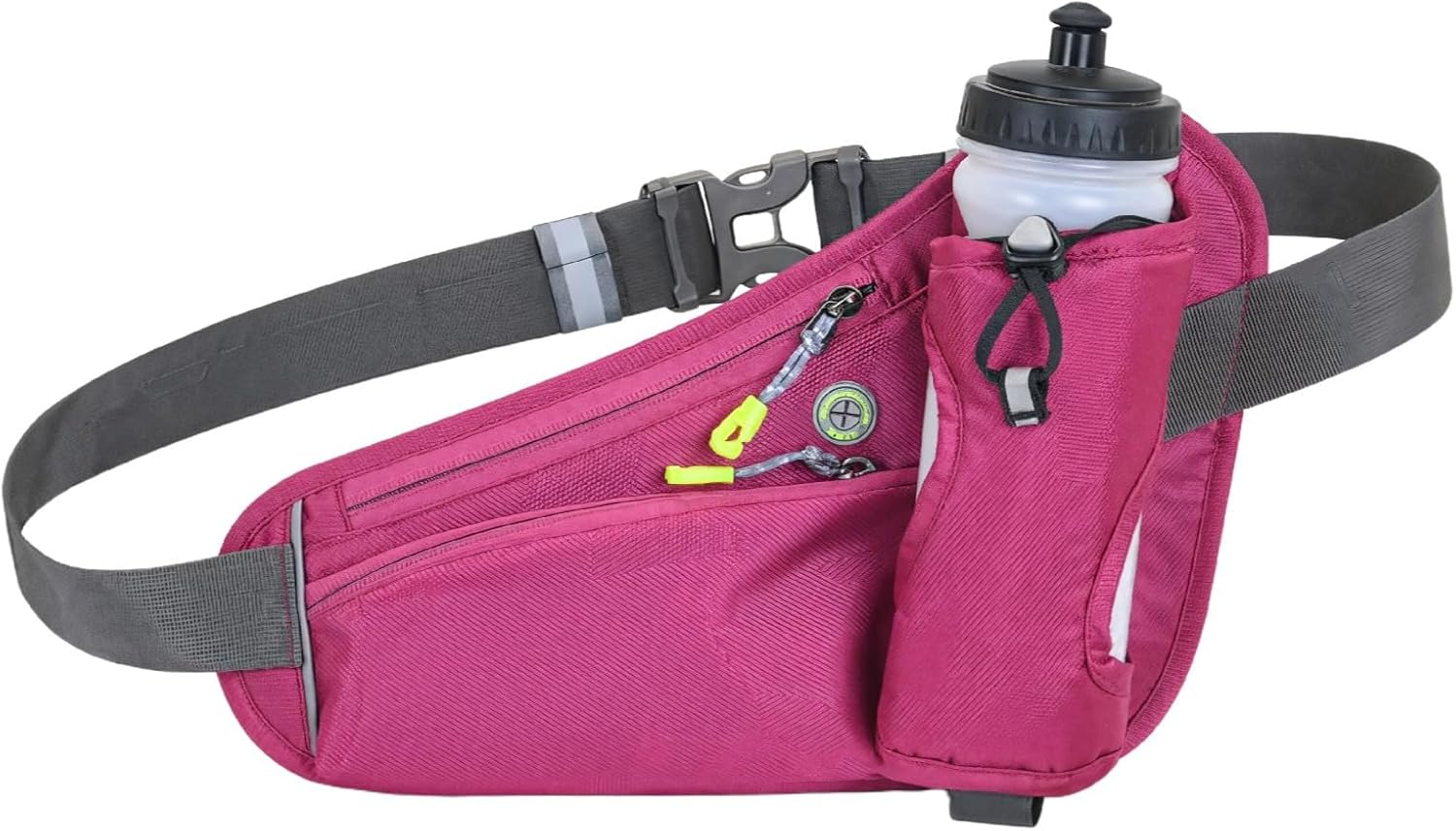 Reflective Sports Hydration Belt With Water Bottle Holder, Adjustable Running Waist Pack For Phone And