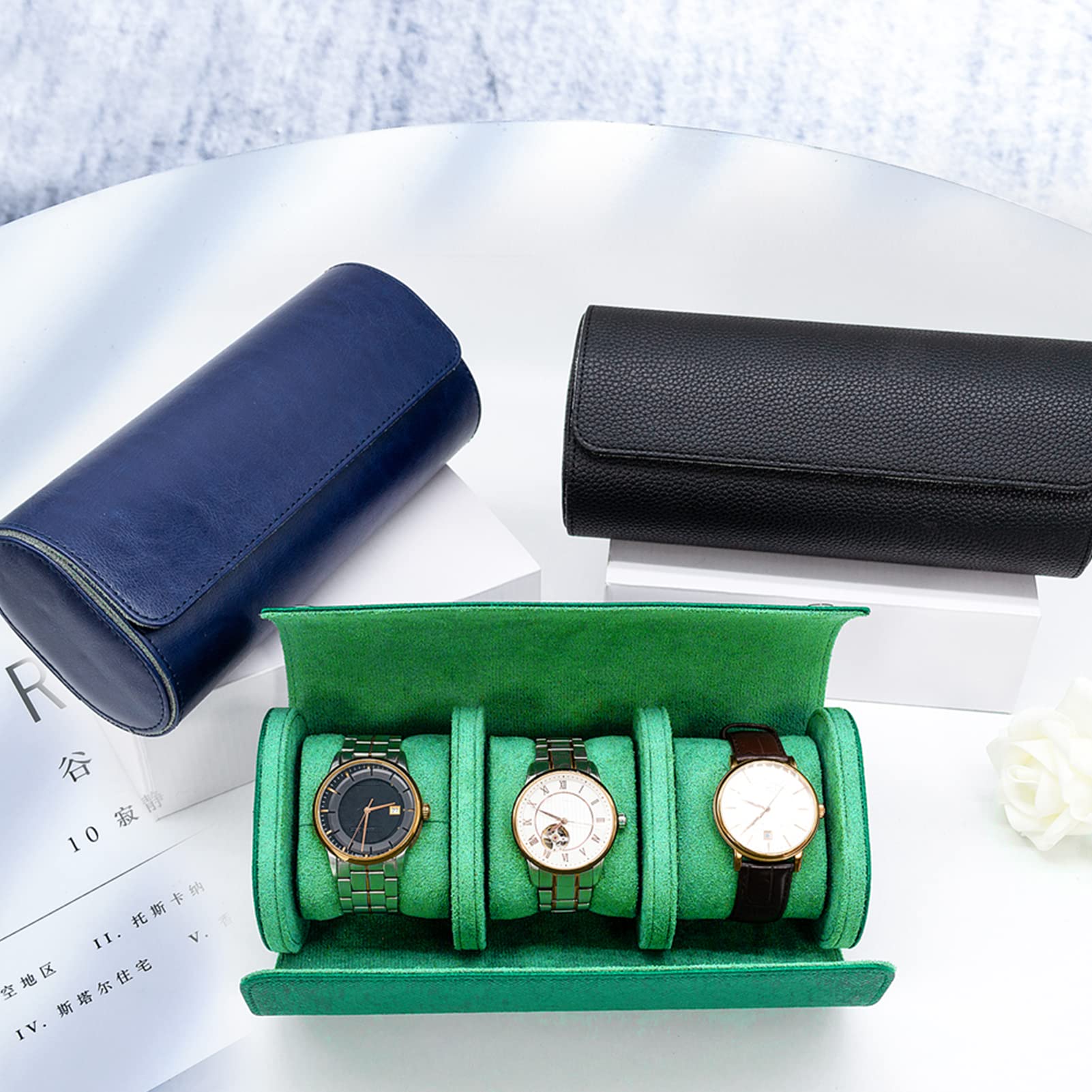 ACAREY Uhrenbox Schmuckkästchen Herren Damen Geschenk Reisen, Uhrenrolle Vintage Uhrengehäuse, Handgemachte Mehrzweck Uhrenrolle Schmuck Aufbewahrung, Und Frauen Uhrenrolle