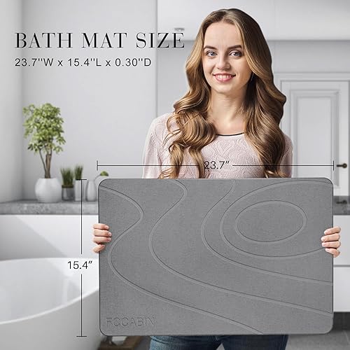 Miniatura 7 de Tapete de baño súper absorbente de tierra de diatomita para baño, tapete de baño de piedra antideslizante, tapete de piedra de secado rápido para