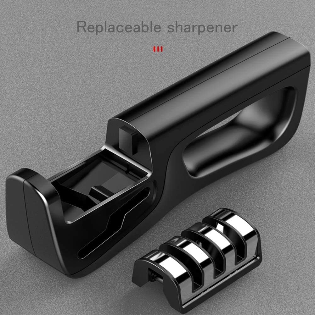 Knife Sharpener, Professional Kitchen Knife Sharpener, 4-Stage Slot, Easy to Polish,Sharpen and Repair Your Knife, for Steel Knives(Black)