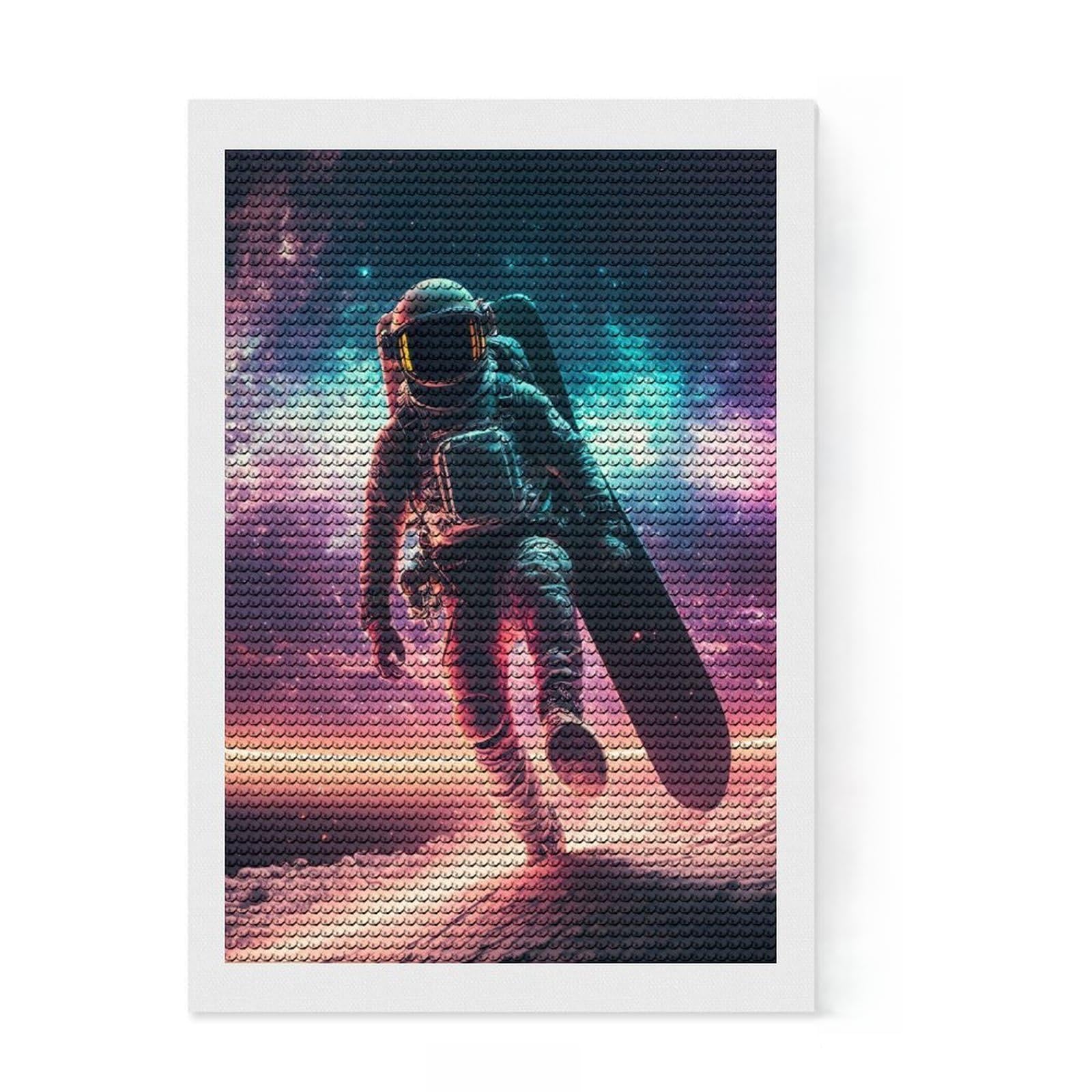 Junmoney Nebula Surfer Diamond Painting Kit 8"x12", Adhesive Canvas, Home Wall Decor, for Beginners, Birthday Gift, Full Kit Included