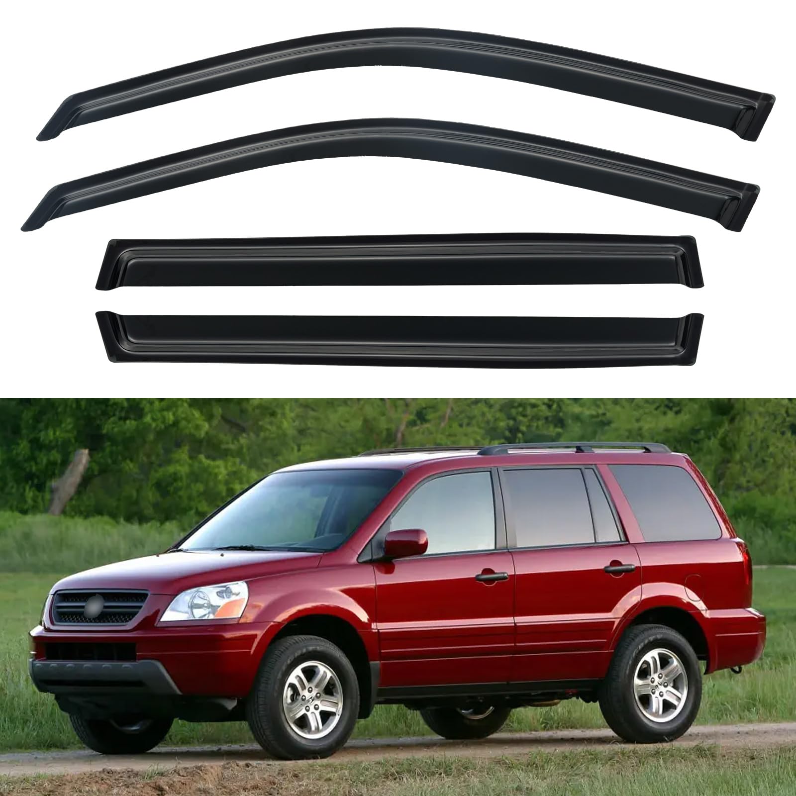 Window Visors Rain Guards for 2003-2008 Honda Pilot | Out-Channel Window Vent Wind Deflectors Visors Shades Protectors for 03 04 05 06 07 08 Honda Pilot