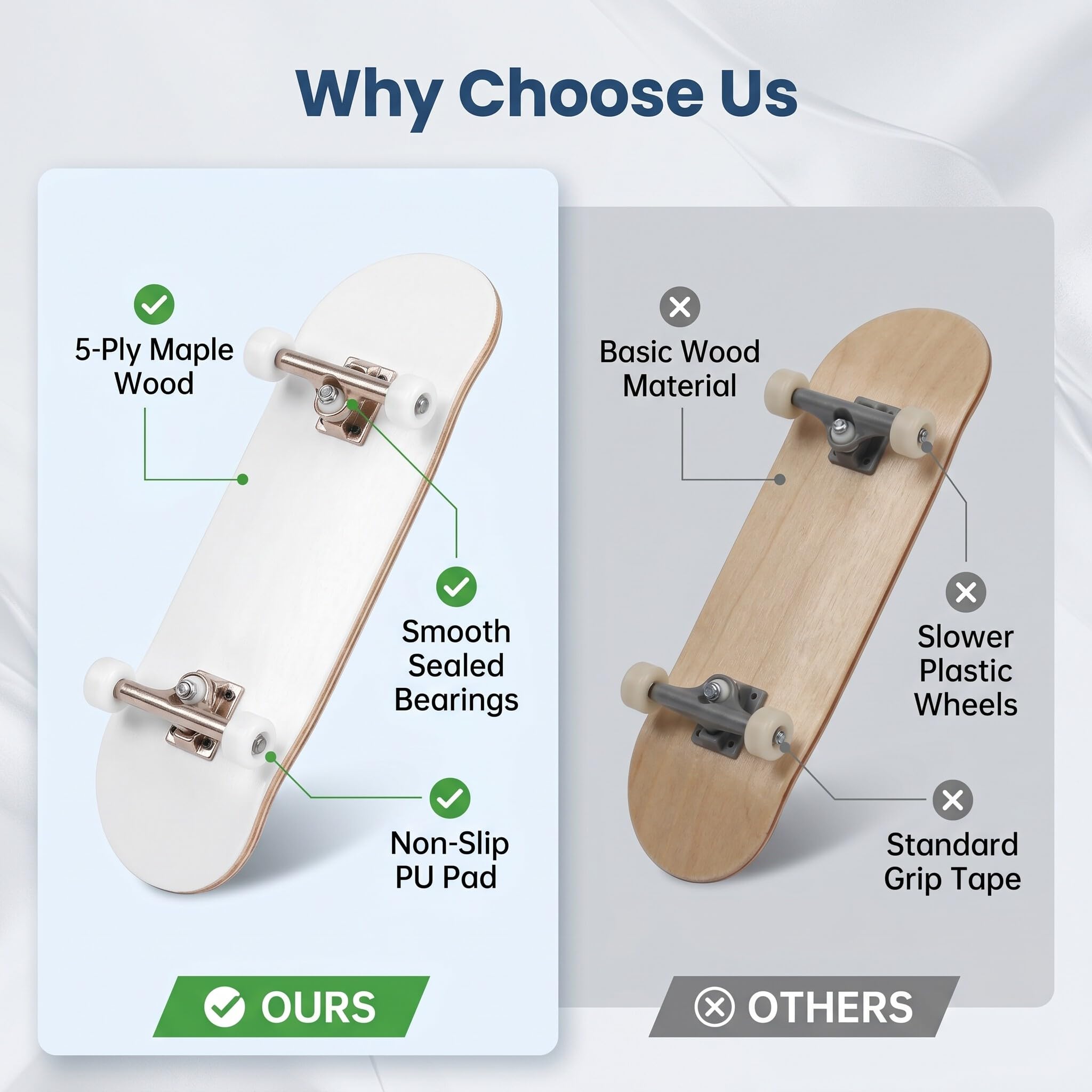 Zerodis Mini skateboard da fingerboard, tastiera in legno d'acero, con ruote con cuscinetti morbidi e tastiera, mini tastiera per adulti e bambini