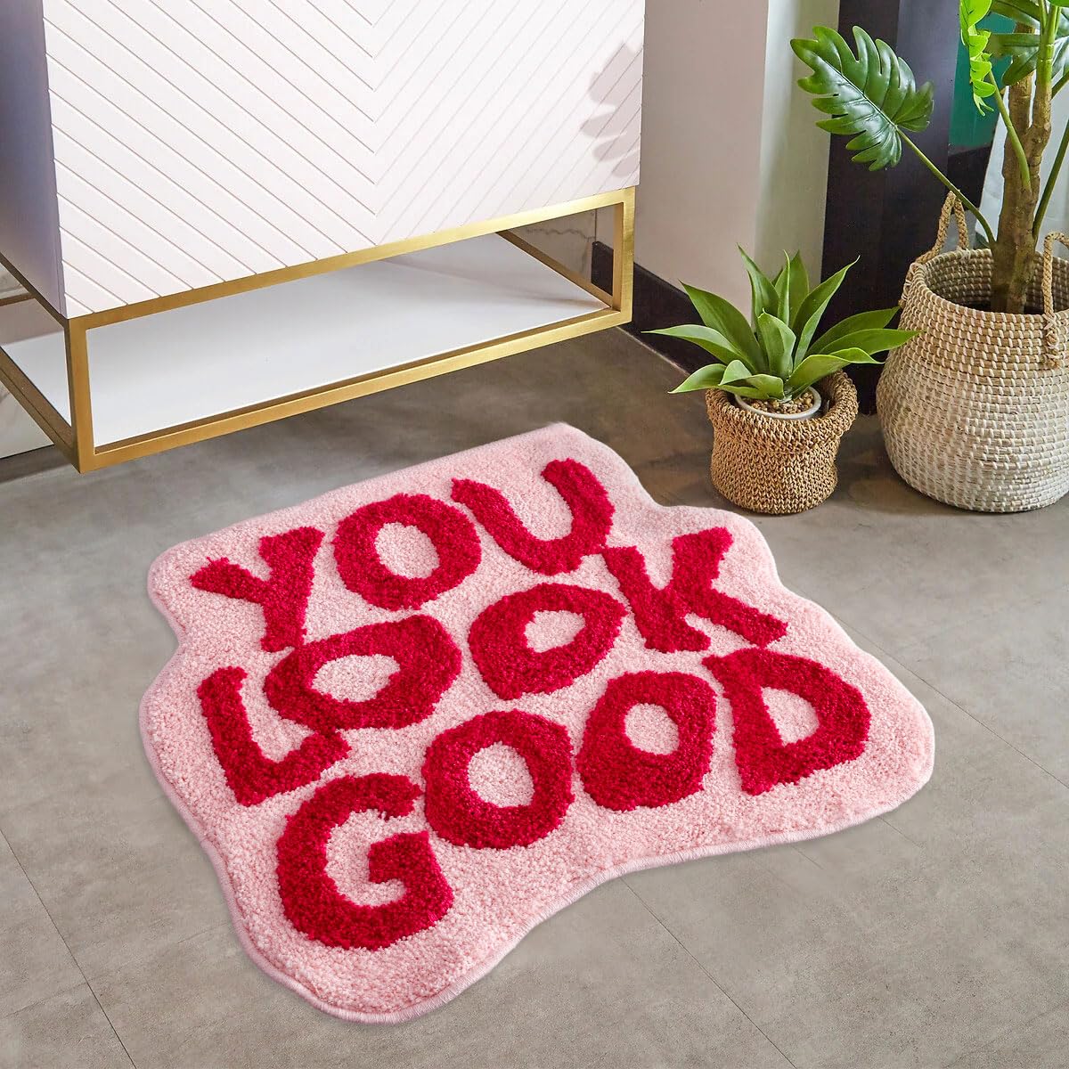 Urtlmaji You Look Good Bath Mat Bathroom Rugs Funny Cute Bath Rugs Non Slip Microfiber Plush Preppy Small Cool Shower Rug Washable Absorbent Floor Mat