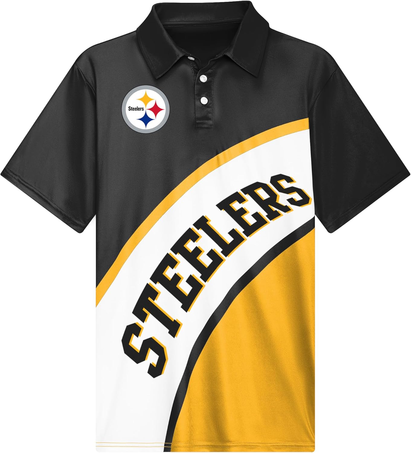 FOCO NFL Exclusive Action Curved Polyester Polo Shirt with Official Team Graphics, Moisture-Wicking Fabric, Athletic Fit