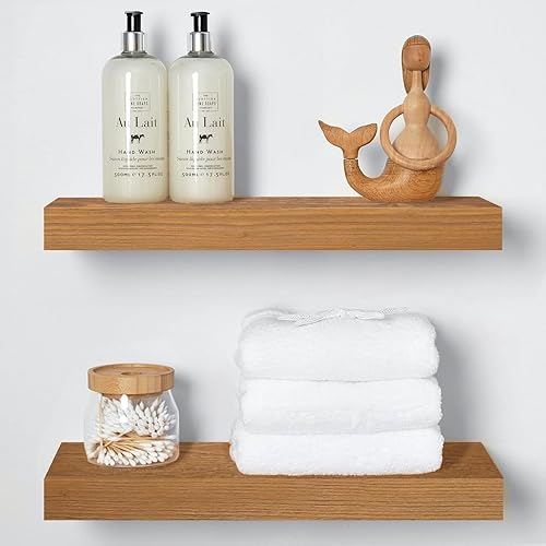 Vista 238 de Homeforia Estantes flotantes de madera de 36 pulgadas, estante flotante grande de madera natural maciza de alta gama de 36 pulgadas, estantes