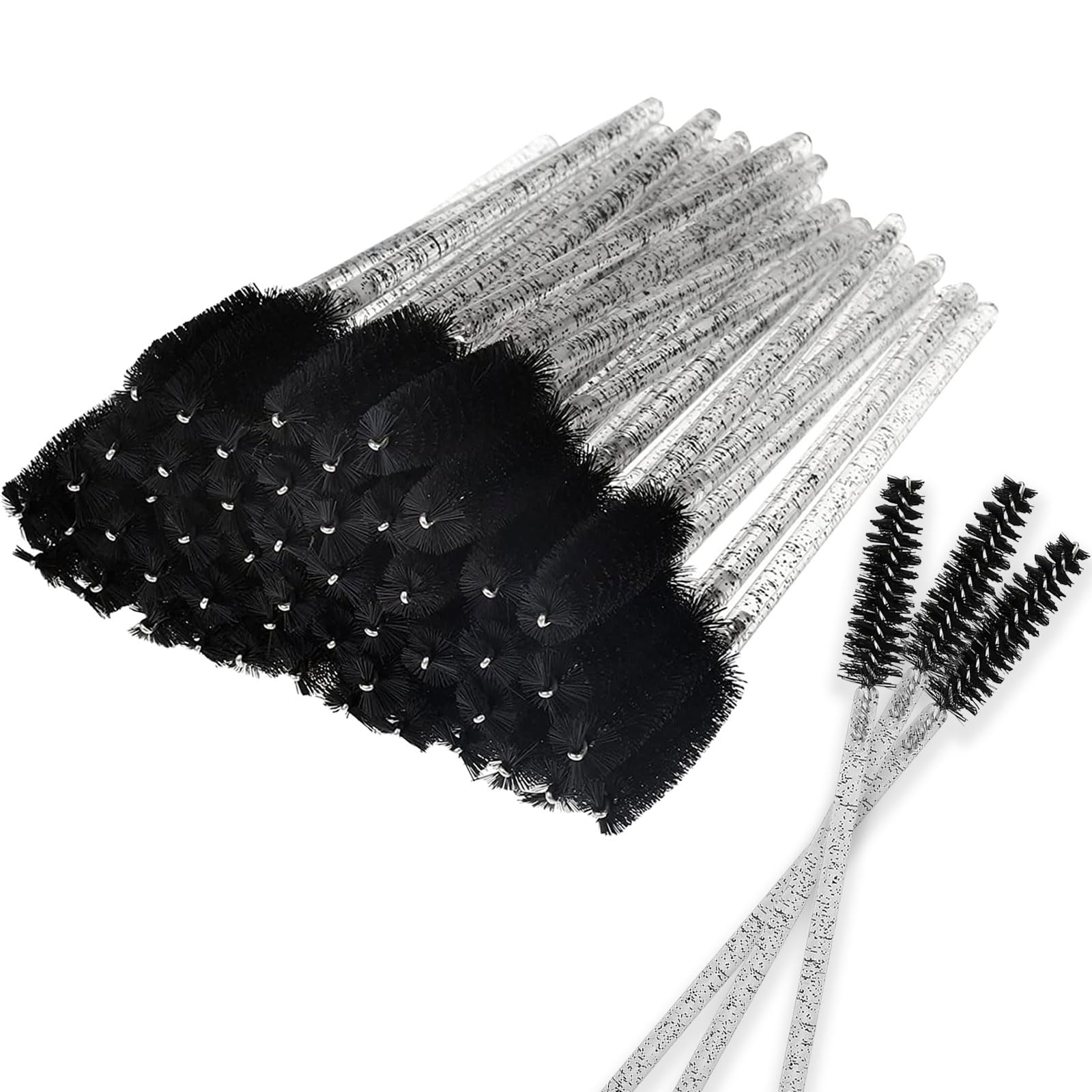Einweg-Kristall-Augenpinsel, Pinsel Mascara Zauberstäbe, Wimpernmascara-Bürsten, Augenwimpern-Applikator-Pinsel (50PCS, Schwarz)