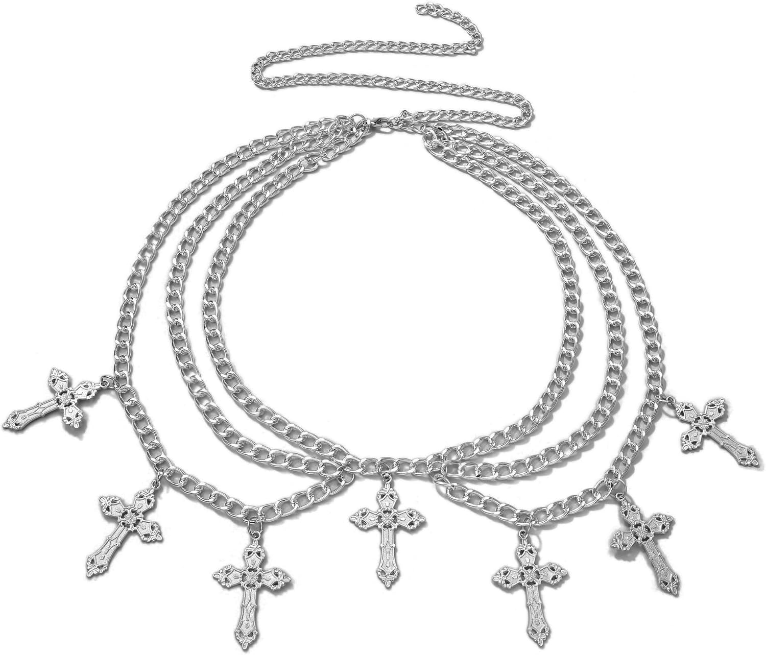 Ayliss Gothic Cross Waist Chain Belt Goth Punk Belt Pearl Beaded Belly Emo Y2k Grunge Accessories for Halloween Cosutme - Image 3