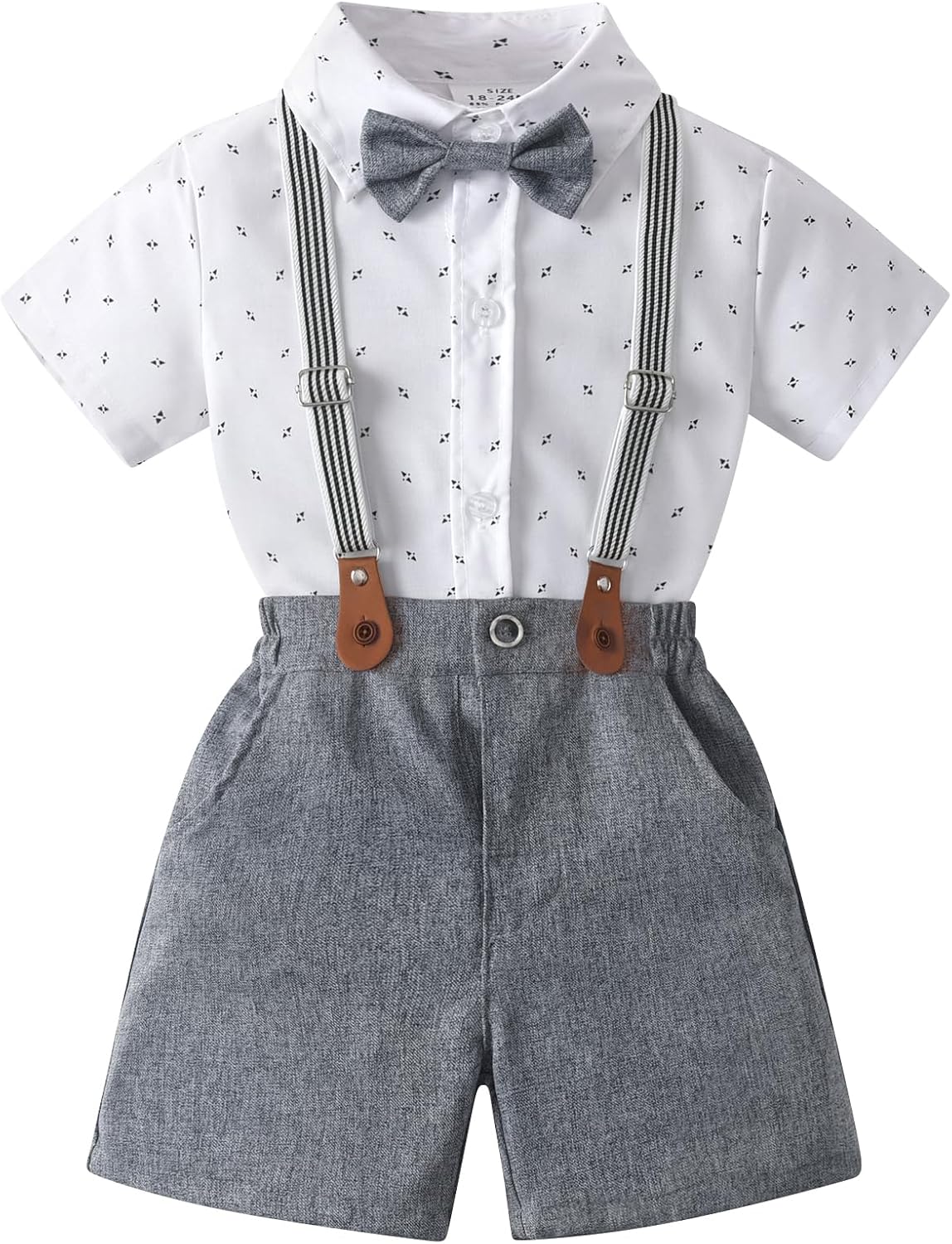 Baby Boys Gentleman Shorts Sets, Infant Outfits Suits, Shirt+Shorts+Bow Tie+Suspenders