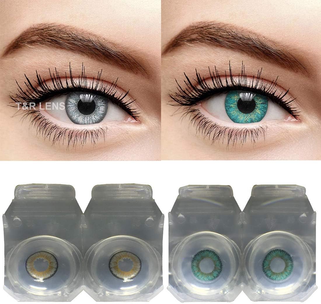 SOFT EYE Iconic Eye Grey and Turquoise Monthly Color Contact Lenses (Zero Power) with Lens Solution and Lens Case/Container