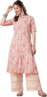 Stylum Women's Pink Floral Printed Rayon A-Line Kurta Price In India