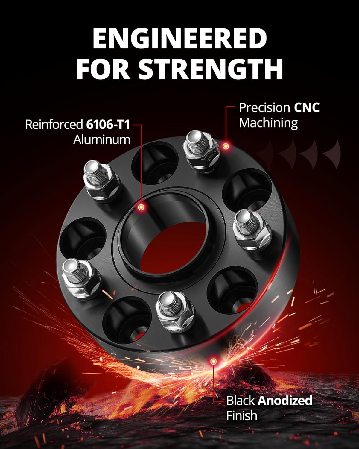 EVIL ENERGY 5x4.5 Wheel Spacers 1 inch Compatible with Lexus ES 1992-2022, Toyota Tacoma 2005-2015, 5x114.3 mm Hubcentric with Lip 5 Lugs 60.1 mm Hub Bore M12x1.5 Studs Black