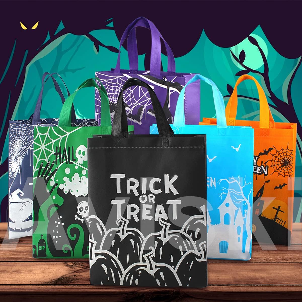 Aviski 6PCS Halloween Trick or Treat Bags, Non-Woven Large Gift Tote Bags with Handles for Gifts Wrapping, Party Supplies, 15 * 11.8 * 3.9inch - Image 7