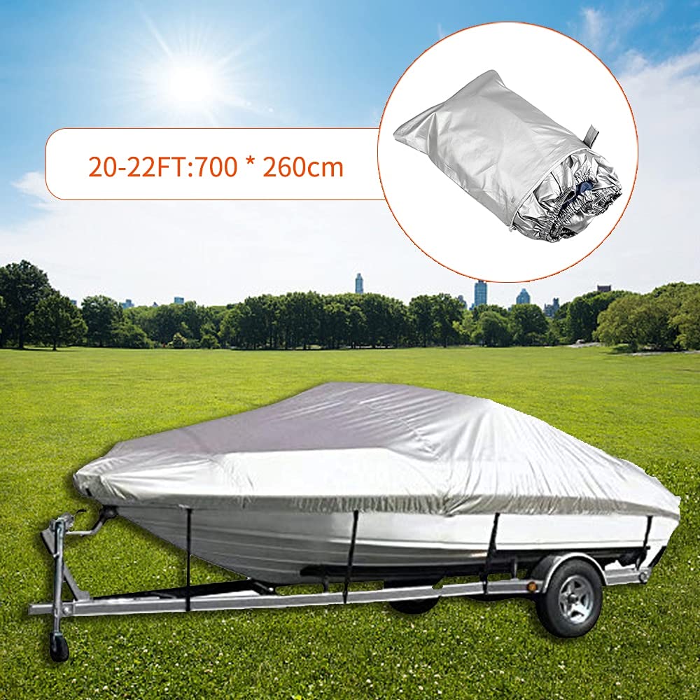 Telo Copri Barca,Copertura Della Barca Copertura for barche Yacht Protezione for esterni Protezione da barca impermeabile in argento riflettente 300D Oxford Tessuto Anti-Smasking Tear Proof 11-22FT